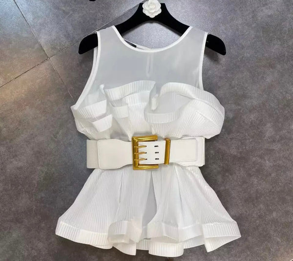 Millie Ruffled Blouse with belt
