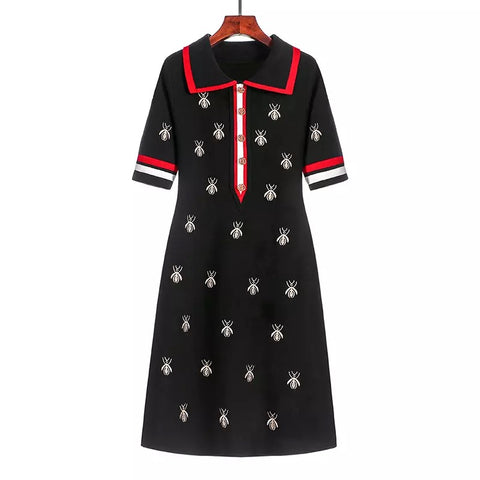 Reece Embroidered Knit Polo Dress