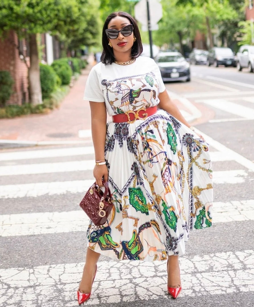 Pleated maxi clearance skirt t-shirt