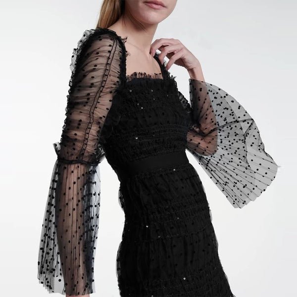 Leila black mesh dress