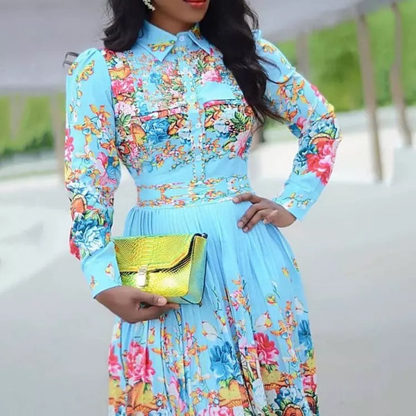 Yaya Blue Floral Dress