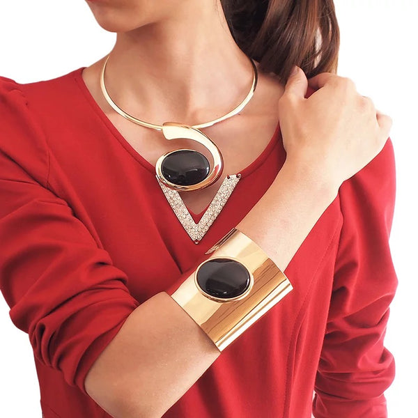 Rochelle Resin Cuff Bracelet and Necklace