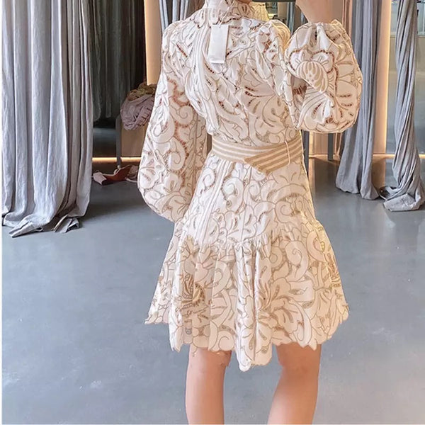 Laurel Belted Lace Mini Dress