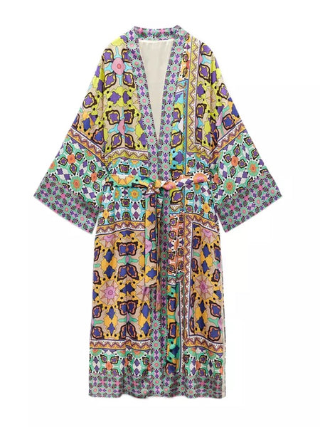Rowen print kimono set