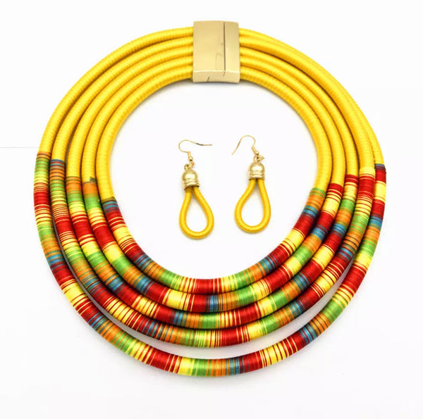 Thulisi Multicolour Layer Choker and Earring set