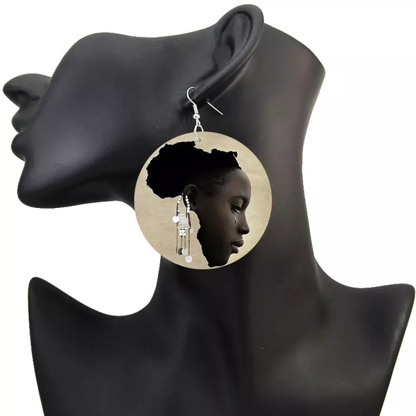 Afro centric wood earrings