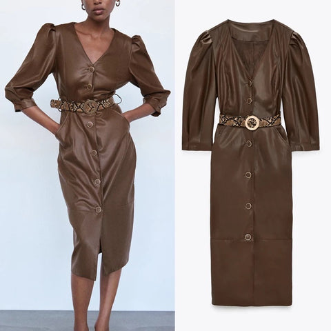 Sian Faux Leather Dress