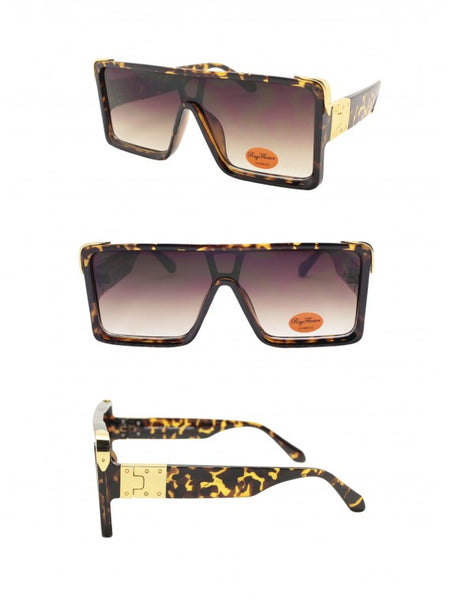 Tortoise Shell Gieo Flat Top Fashion Sunglasses