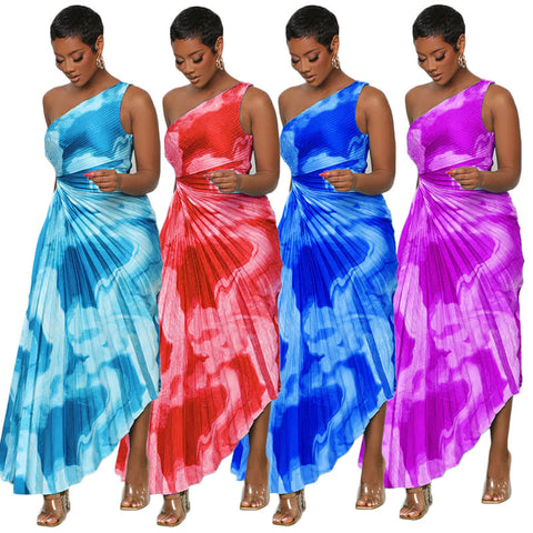 Jaider pleated single shoulder dress