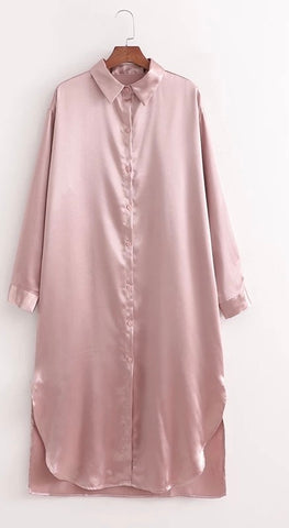 Carmen Satin Shirt Dress