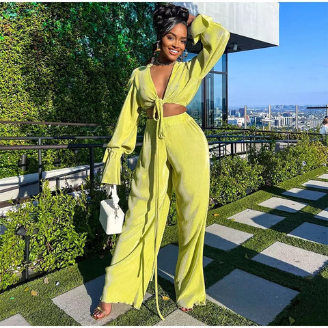 May pleated crop top set