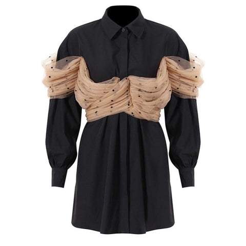 Anneka Tulle Mesh Shirt Dress