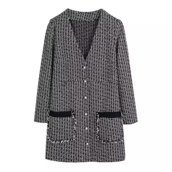 Mackenzie V-neck tweed blazer dress