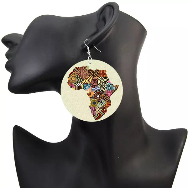 Afro centric wood earrings