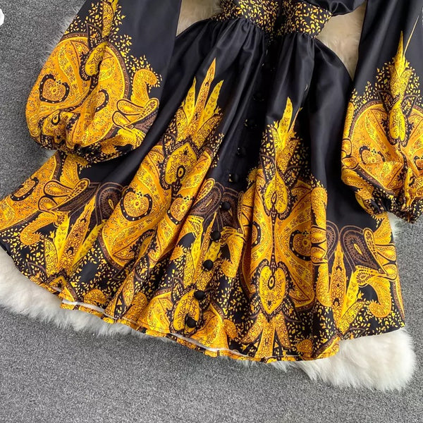 Nayila Yellow Printed Mini Dress