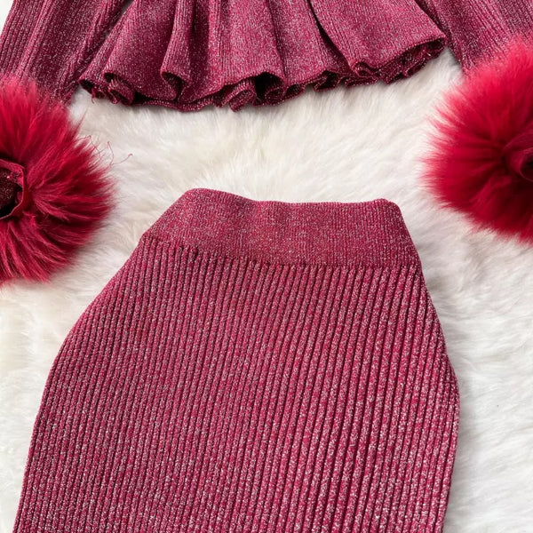 Sanmi knit skirt set