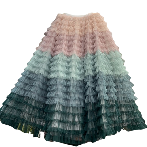 Jesalyn Long Multicoloured Mesh Skirt