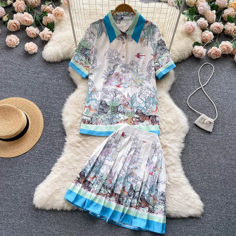 Sapphira Safari print skirt set