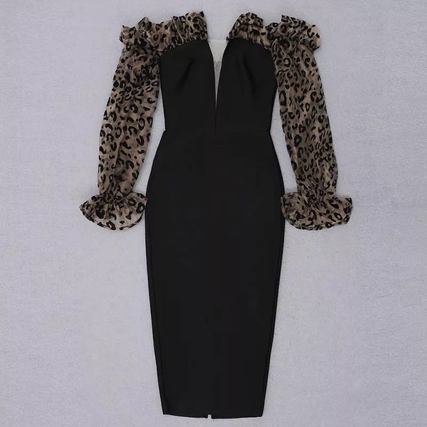 Caylie Leopard Print Sleeve dress