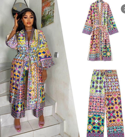 Rowen print kimono set