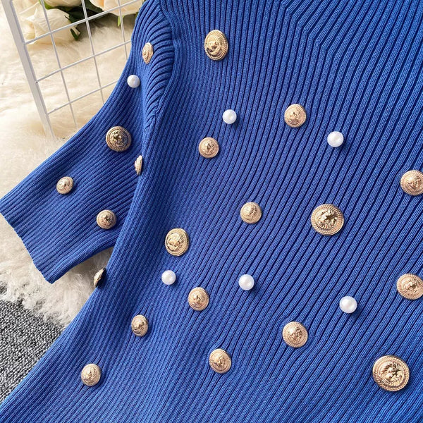 Priya Mesh Skirt with button knit top set