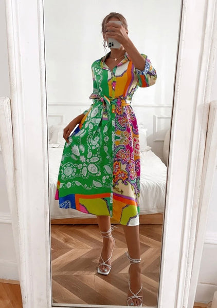 Lolerai Green Paisley Dress